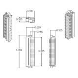 Connector, Receiver, 160 Position, Signal, DIN with Right Angled Pins